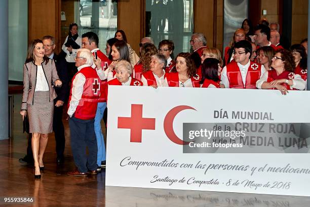 Queen Letizia of Spain attends The Commemorative Act Of The World Red Cross Day on May 8, 2018 in Santiago de Compostela, Spain.