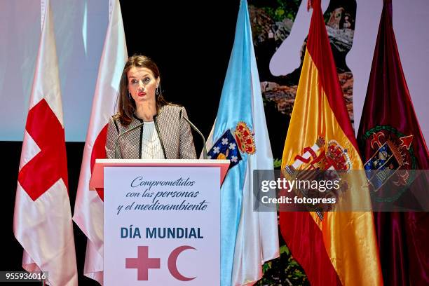 Queen Letizia of Spain attends The Commemorative Act Of The World Red Cross Day on May 8, 2018 in Santiago de Compostela, Spain.