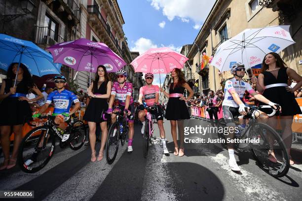 Start / Enrico Barbin of Italy and Team Bardiani CSF Blue Mountain Jersey / Elia Viviani of Italy and Team Quick-Step Floors Purple Points Jersey /...