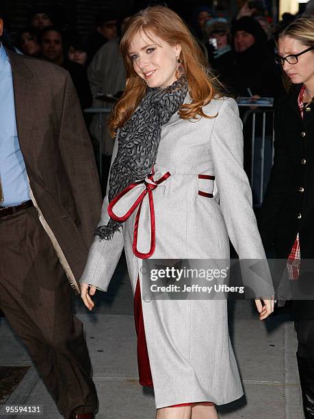 Actress Amy Adams visits "Late Show With David Letterman" at the Ed Sullivan Theater on January 5, 2010 in New York City.