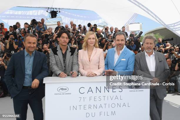 Jury members Andrey Zvyagintsev, Chang Chen, jury president Cate Blanchett, and jury members Denis Villeneuve and Robert Guediguian attend the Jury...