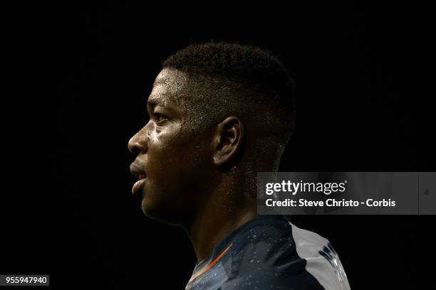 Leory George of Melbourne Victory walks to take a corner in the 2018 A-League Grand Final match between the Newcastle Jets and the Melbourne Victory...