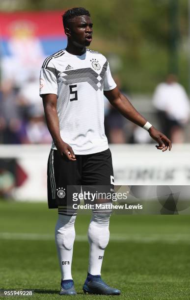 Kevin Vangu Phambu Bukusu of Germany in action during the UEFA European Under-17 Championship Group Stage match between Serbia and Germany at...