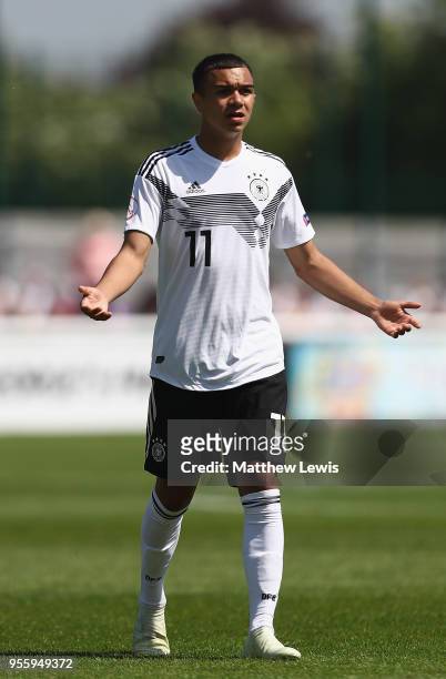 Oliver Batista Meier of Germany in action during the UEFA European Under-17 Championship Group Stage match between Serbia and Germany at Loughborough...