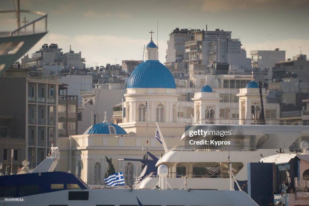 Europe, Greece, Athens Area, Piraeus Port, 2017: View Of Church