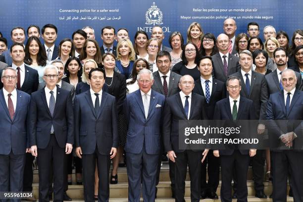 Lyon's Mayor Georges Kepenekian , French Interior Minister Gerard Collomb , Britain's Prince Charles , the Prince of Wales, Interpol' president Meng...