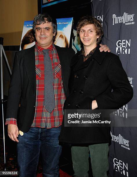 Director Miguel Arteta and actor Michael Cera attend the premiere of "Youth In Revolt" at the Regal Cinemas Union Square on January 5, 2010 in New...
