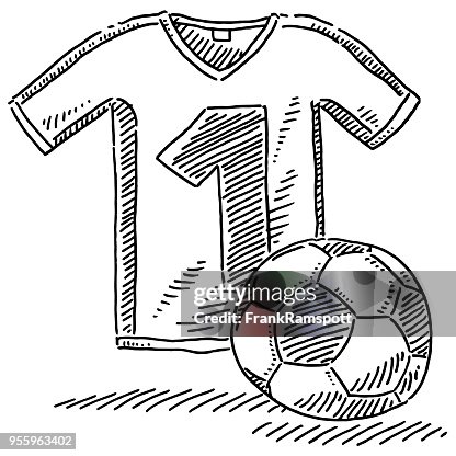 Soccer Jersey Ball Symbol Drawing Adult Pull-Over Hoodie by Frank