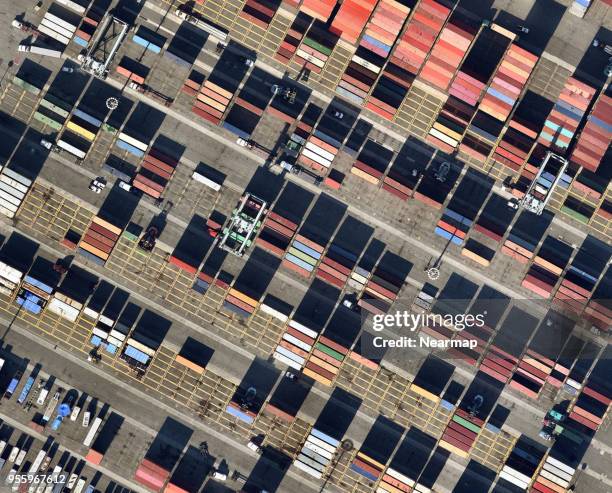 Containers in harbor area from above