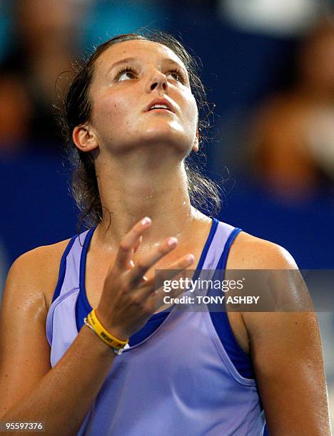 Laura Robson of Britain waits on a line challenge against Sabine Lisicki of Germany during their singles match on the seventh session, day five of...