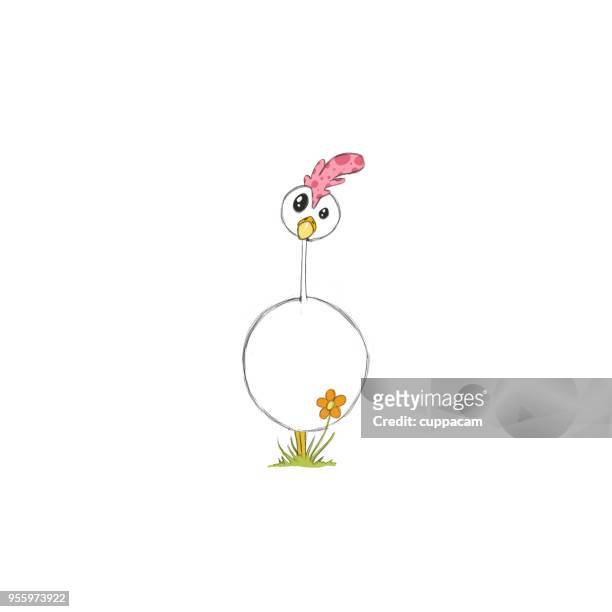 confused cartoon chicken with a flower - australian cafe stock illustrations