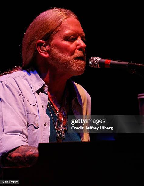 Singer and Musician Gregg Allman performs at The Wellmont Theatre on January 5, 2010 in Montclair, New Jersey.