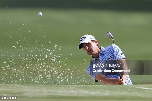 Kevin Kisner of the United States plays a shot from a bunker during practice rounds prior to THE PLAYERS Championship on the Stadium Course at TPC...