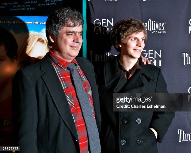 Director Miguel Arteta and actor Michael Cera attend the premiere of "Youth In Revolt" at the Regal Cinemas Union Square on January 5, 2010 in New...