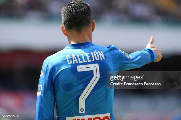 Jose Callejon of SSC Napoli in action during the serie A match between SSC Napoli and Torino FC at Stadio San Paolo on May 6, 2018 in Naples, Italy.