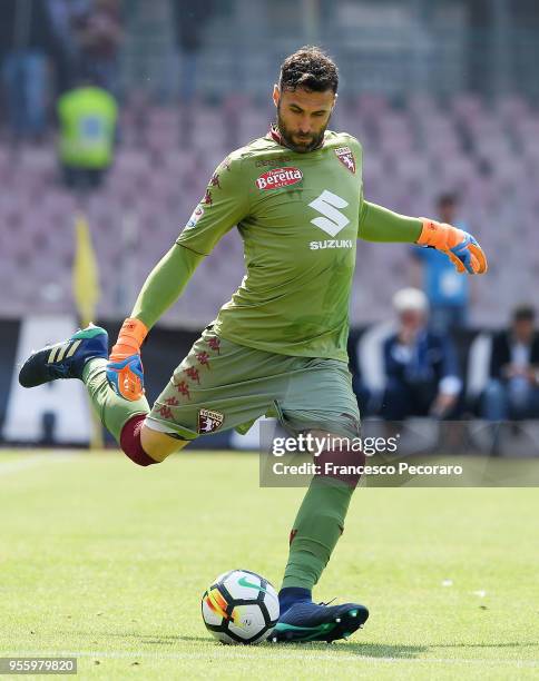 Salvatore Sirigu of Torino FC in action during the serie A match between SSC Napoli and Torino FC at Stadio San Paolo on May 6, 2018 in Naples, Italy.