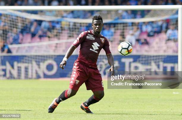 Afriyie Acquah of Torino FC in action during the serie A match between SSC Napoli and Torino FC at Stadio San Paolo on May 6, 2018 in Naples, Italy.