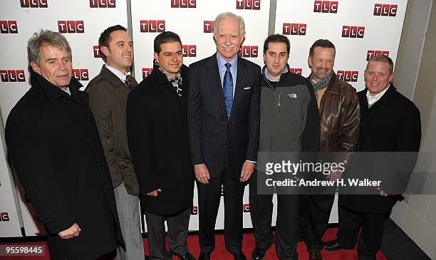 Captain Chesley B. "Sully" Sullenberger III and flight survivors attend the premiere of "Brace for Impact" at the Walter Reade Theater on January 5,...