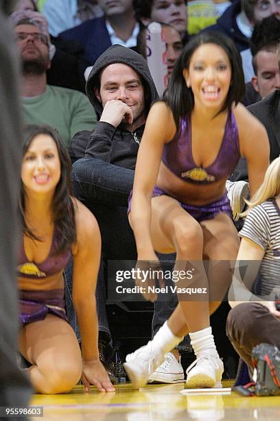 Chris Pine attends a game between the Houston Rockets and the Los Angeles Lakers at Staples Center on January 5, 2010 in Los Angeles, California.