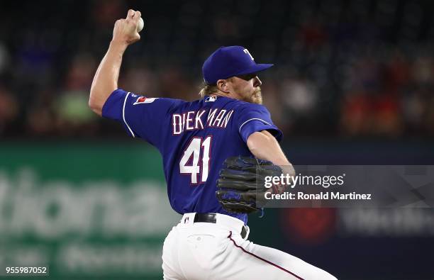 Jake Diekman of the Texas Rangers at Globe Life Park in Arlington on May 7, 2018 in Arlington, Texas.