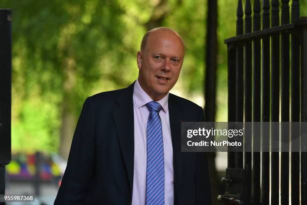 Britain's Transport Secretary Chris Grayling arrives at 10 Downing Street in central London for the weekly cabinet meeting on May 8, 2018.
