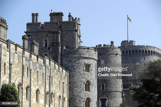 General view of Windsor Castle as the town prepares for the wedding of Prince Harry and his fiance US actress Meghan Markle, on May 8, 2018 in...