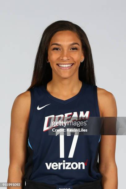 Mackenzie Engram of the Atlnata Dream poses for a head shot at WNBA Media Day at McCamish Pavilion on May 7, 2018 in Atlanta, Georgia. NOTE TO USER:...