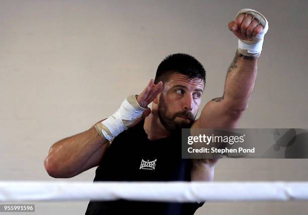 Sam Sexton during a media workout session ahead of his British heavyweight title fight against Hughie Fury, pictured at Norwich Boy's Club on May 8,...