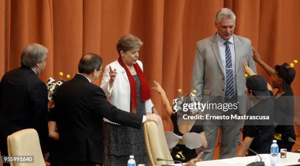 General Secretary of the United Nations Antonio Guterres, Miguel Diaz-Canel President of Cuba and Executive Secretary of the Economic Commission for...