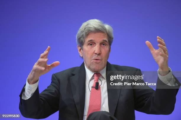 John Kerry, former 68th United States Secretary speaks during Seeds&Chips Summit on May 8, 2018 in Milan, Italy.The summit, which runs from May 7...