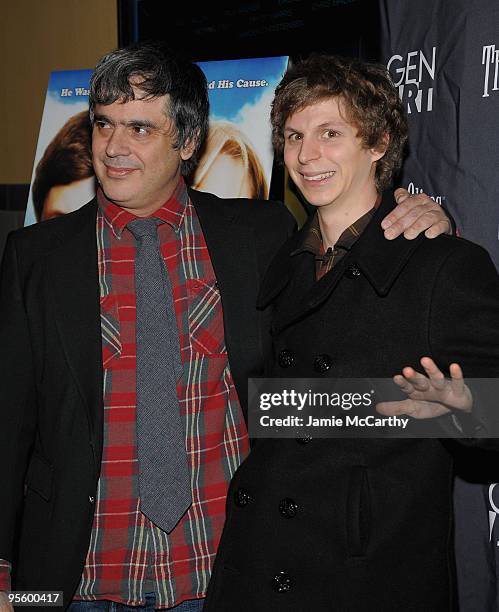 Director Miguel Arteta and actor Michael Cera attend the premiere of "Youth In Revolt" at the Regal Cinemas Union Square on January 5, 2010 in New...