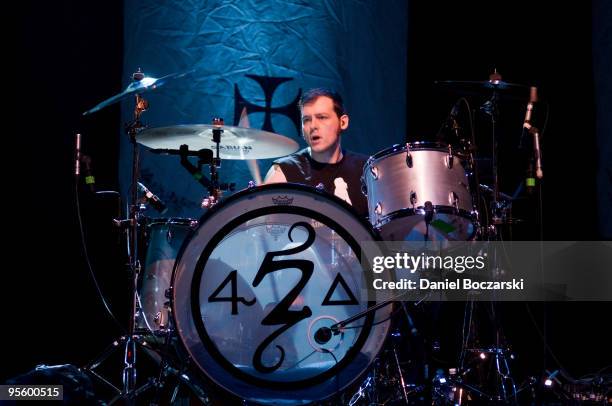 Derek Grant of Alkaline Trio performs during Riot Fest 2009 at The Congress Theatre on October 11, 2009 in Chicago, Illinois.USA.