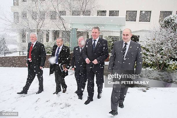 Members of the Ulster Political Research Group, a political wing of the Ulster Defence Association Colin Haliday, John Howcroft, William McQuiston,...