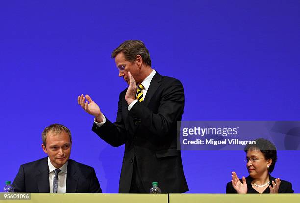 German Foreign Minister and German Free Democrats Chairman Guido Westerwelle and Birgit Homburger, FDP faction leader in the German parliament,...