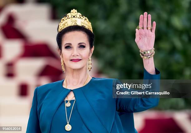 Actress Lynda Carter is seen arriving to the Heavenly Bodies: Fashion & The Catholic Imagination Costume Institute Gala on May 7, 2018 in New York...