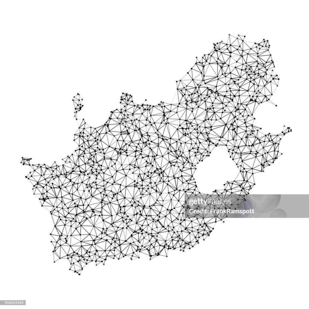 South Africa Map Network Black And White