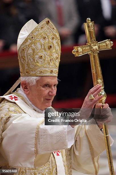 Pope Benedict XVI celebrates the solemnity of the Epiphany in St. Peter's Basilica on January 6, 2010 in Vatican City, Vatican.