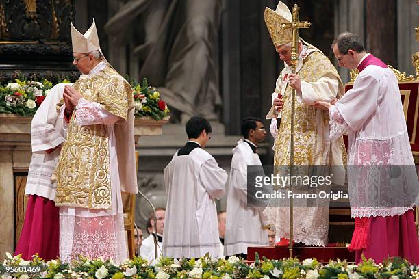 Pope Benedict XVI celebrates the solemnity of the Epiphany in St. Peter's Basilica on January 6, 2010 in Vatican City, Vatican.
