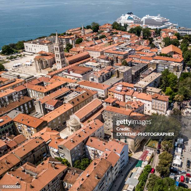 zadar from the air - marina debris stock pictures, royalty-free photos & images