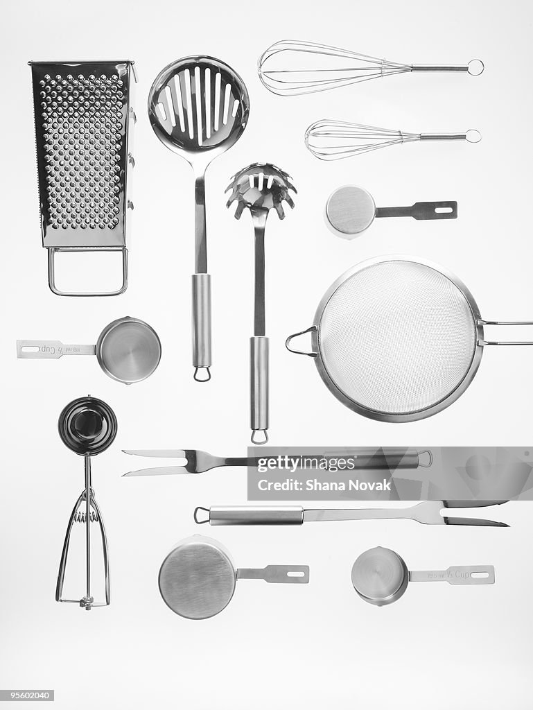 Kitchen tools on white background