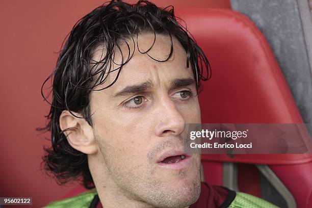 Luca Toni of Roma looks on during the Serie A match between Cagliari and Roma at Stadio Sant'Elia on January 6, 2010 in Cagliari, Italy.