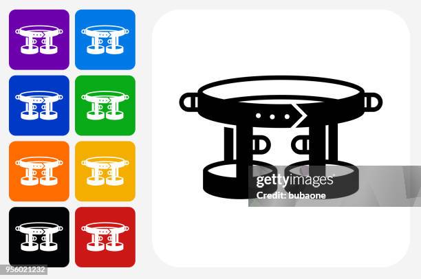 strap icon square button set - strap stock illustrations