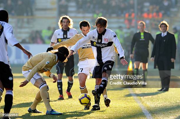 Daniele Galloppa of Parma FC in action during the Serie A match between Parma and Juventus at Stadio Ennio Tardini on January 6, 2010 in Parma, Italy.
