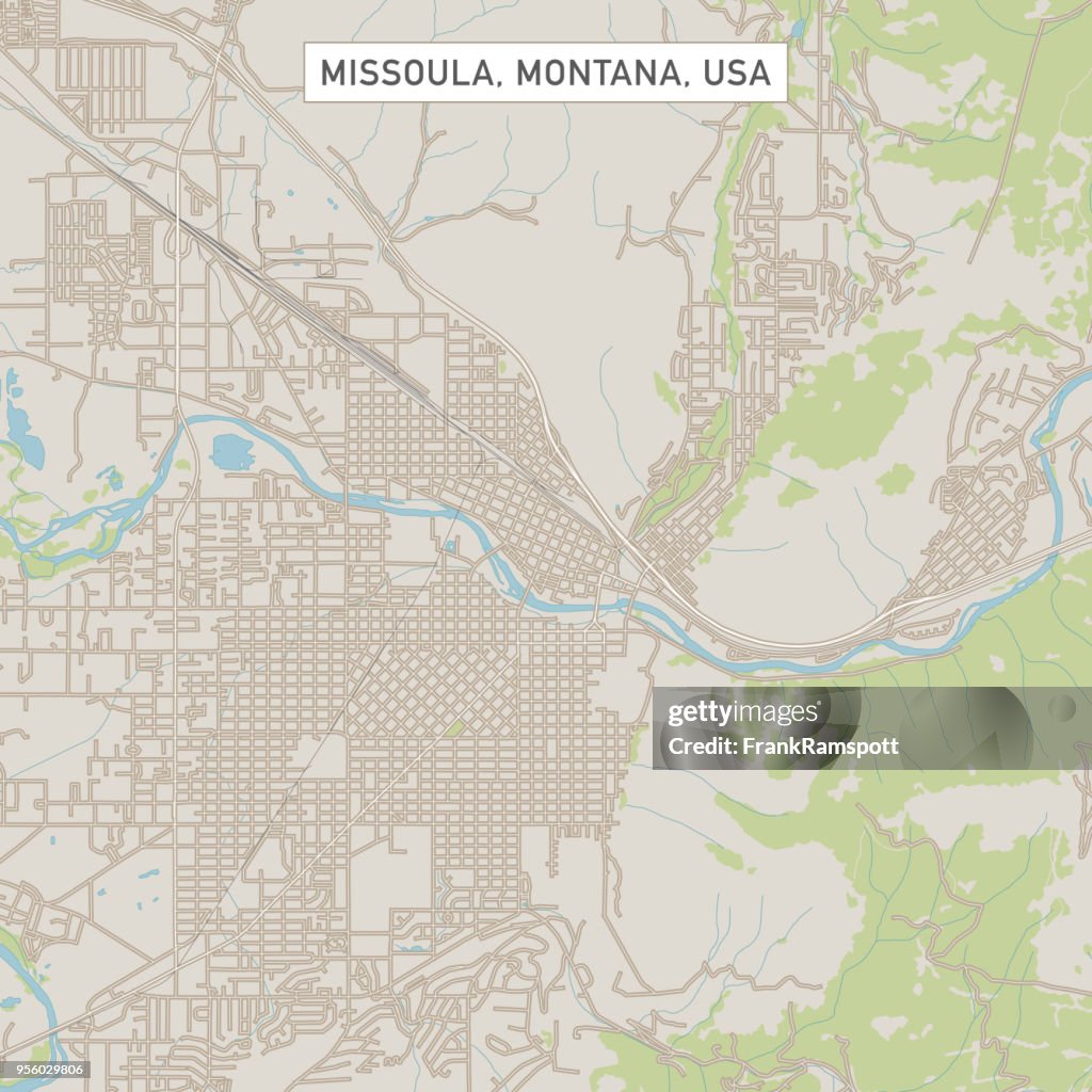 Missoula Montana US City Street Map