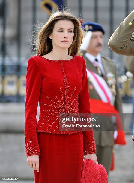 Princess Letizia of Spain attends the Military Pasques annual reception at The Royal Palace on January 6, 2010 in Madrid, Spain.