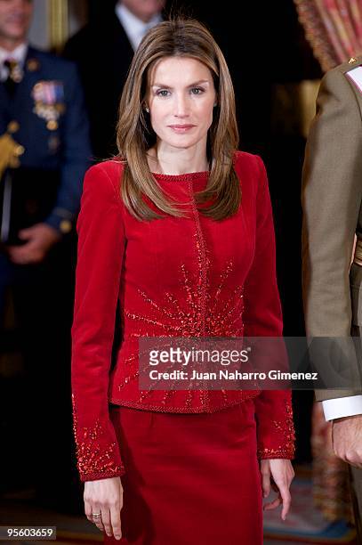 Princess Letizia of Spain attends 'Pascua Militar' at the Royal Palace on January 6, 2010 in Madrid, Spain.