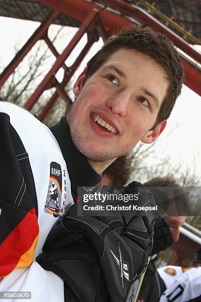 Patrick Hager of Germany looks on during a presentation day due to the IIHW World Championships at the Kokerei Zollverein on January 6, 2010 in...