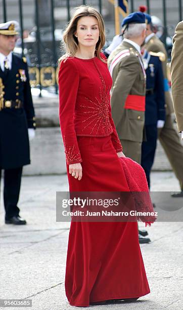 Princess Letizia of Spain attends 'Pascua Militar' at the Royal Palace on January 6, 2010 in Madrid, Spain.