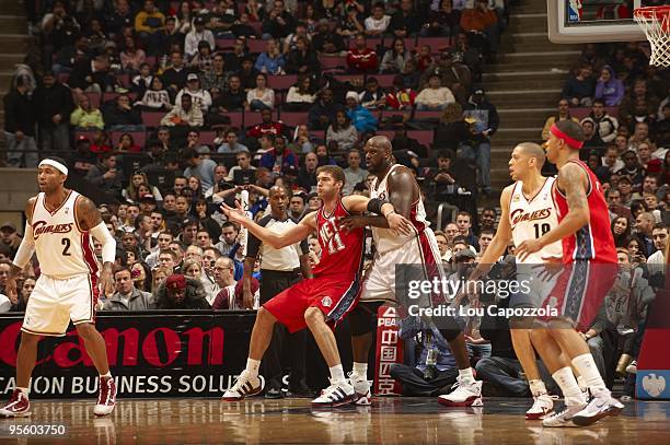 New Jersey Nets Brook Lopez in action vs Cleveland Cavaliers Shaquille O'Neal . East Rutherford, NJ 1/2/2010 CREDIT: Lou Capozzola