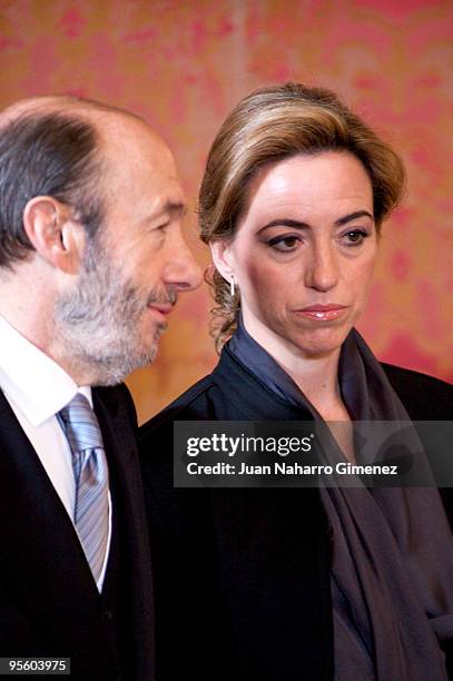 Alfredo Perez Rubalcaba and Carme Chacon attend 'Pascua Militar' at Royal Palace> on January 6, 2010 in Madrid, Spain.